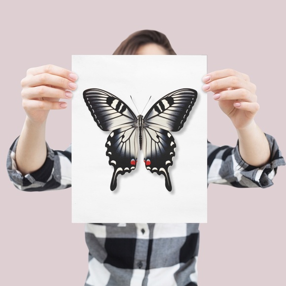 Watercolor Zebra Swallowtail Butterfly Wall Art Illustration Print Unframed - Picture 4 of 5